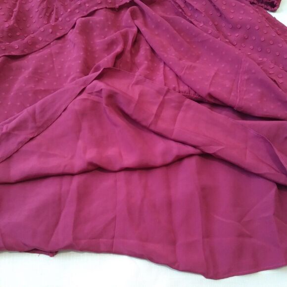 J. Crew Dark Berry Pink Swiss Dot Print Chiffon Midi Length Dress Women's Size 2 - Picture 11 of 12